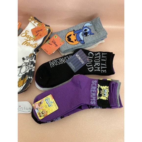 New Disney HALLOWEEN Crew Socks  MINNIE, Stitch, Spongebob, Wednesday - Picture 4 of 16